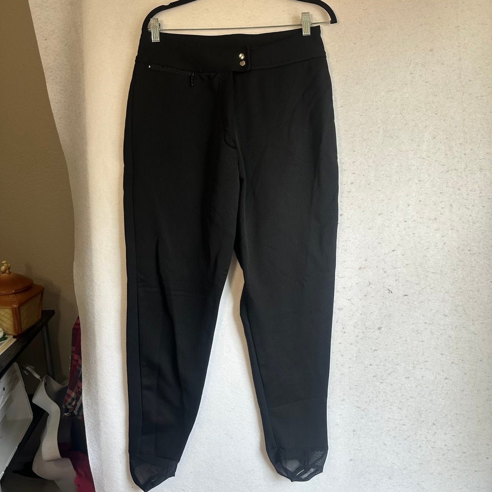 Polar Edge Schoeller Black Stirrup Ski Pants Women Size 14 Stretch Snow Trousers